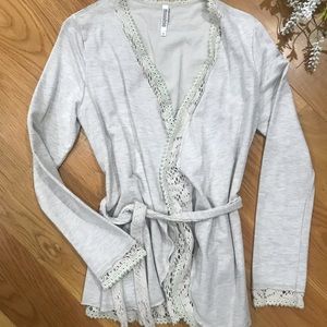 Casual jacket with tie waist